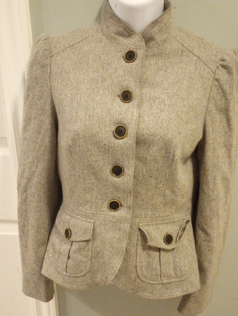Banana Republic Heather Gray Women's Tailored Button Blazer